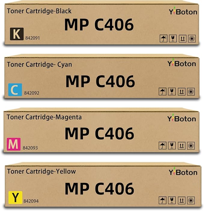 MP C406 C306 High Yield Toner Cartridge Set Compatible for C406 842091 842092 842093 842094 Toner Cartridge Replacement for MP C306 C307 C406 C407 Printer (4-Pack, Black/Cyan/Magenta/Yellow)
