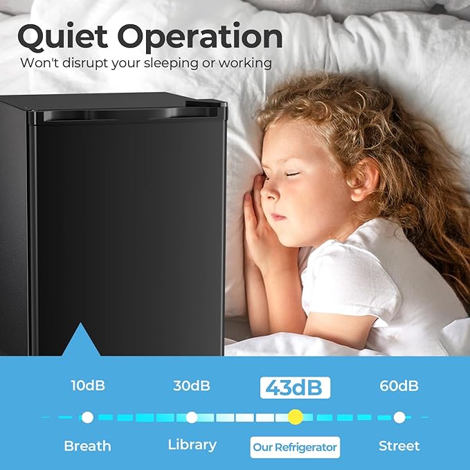 Antarctic Star 2.56 Cu.Ft. Mini Fridge with Freezer, Small Refrigerators with Adjustable Thermostat, Low Noise, Energy Saving, Compact Refrigerators for College Dorm, Office, Bedroom, Apartment, Black