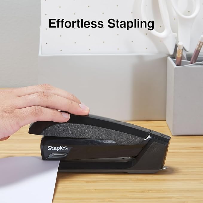 Staples One-Touch Desktop Stapler, 20 Sheet Capacity, Black (44436)