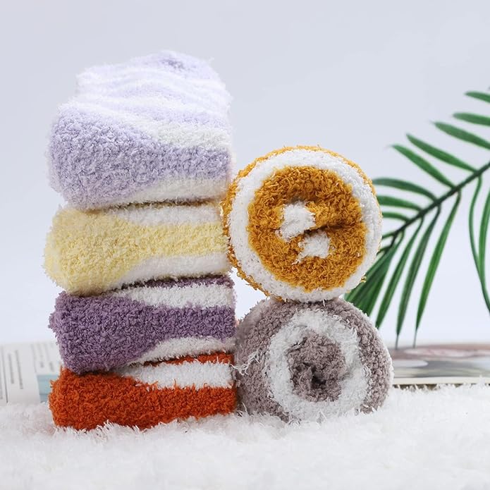 Womens Fuzzy Socks Microfiber Soft Cozy Warm Slipper Sleeping Winter Sock Fluffy Cabin Plush Stocking Stuffers