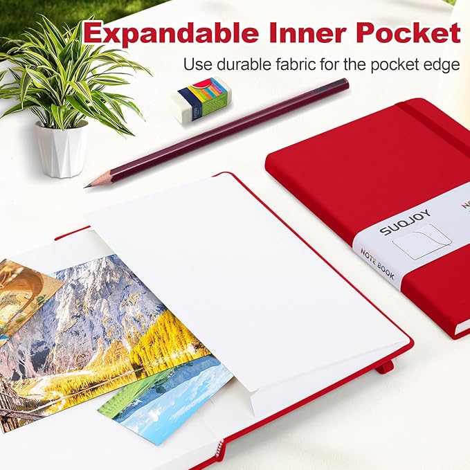 Lined Journal Notebooks for Writing, 100 GSM Thick Paper, 1 Pack Hardcover Notebooks, A5 College Ruled Notebook, Journaling Notebook for School/Travel/Office (Red- 1 Pack)