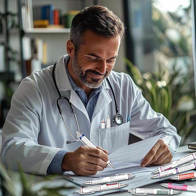 Idealmuzik Pharmacy Pens Set – Fun Medical-Themed Ballpoint Pens for Pharmacists,Nurse,Pharmacy Students,and Healthcare Workers – Smooth Writing Pens for School,Journaling,or Work – 8 Pack