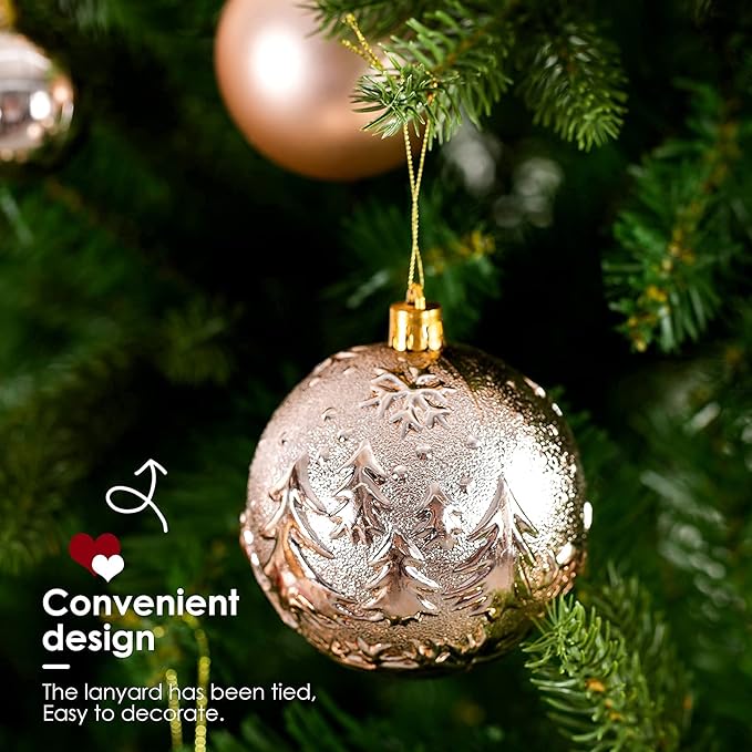 Christmas Ornaments for Xmas Trees,Champagne Shatterproof Christmas Ball Ornaments