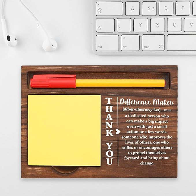 Thank You Inspirational Difference Maker Gift for Nurse Teacher Mentor Social Worker Volunteer, Perfect for Farewell New Job Promotion, Office Stuff Sticky Note Pad Holder Dispenser TBC175