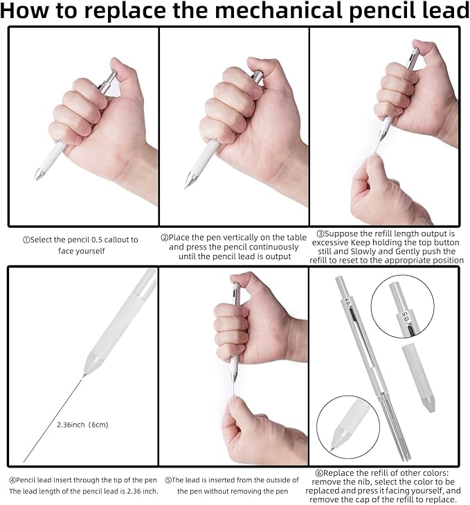 4-in-1 Four-Color Multifunctional Pen, Black/Red/Blue Ballpoint Pen and 0.7mm Mechanical Pencil, Metal Case Pen, Great Gift for Friends, Loved Ones (Gray)