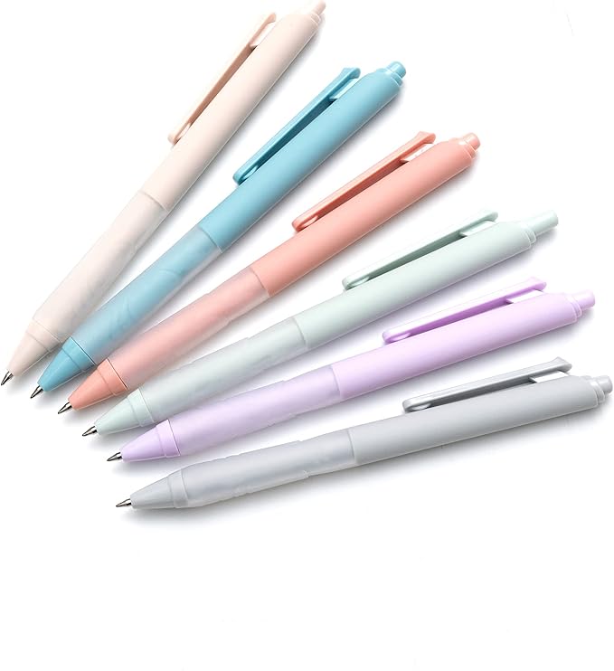 Linbsunne Ballpoint Pens Medium Point 1mm Black Pen with Super Soft Grip Ball Point Pen for Men Women Retractable Pens (6-pack)