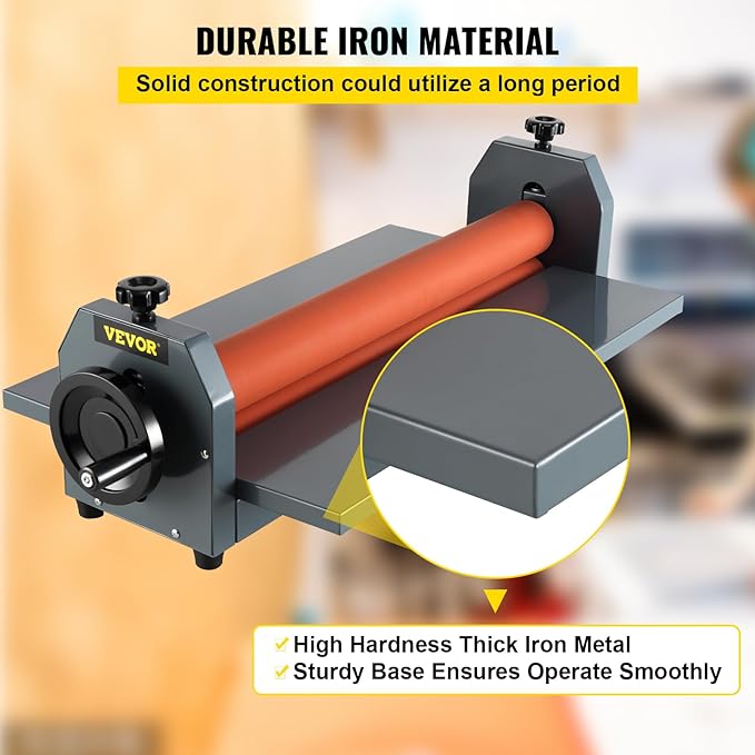 VEVOR 29.5 Inch Cold Laminator Machine 10mm Manual Vinyl Photo Film Cold laminator Hand Crank Pressure Cold Roll laminator(29.5 Inch)