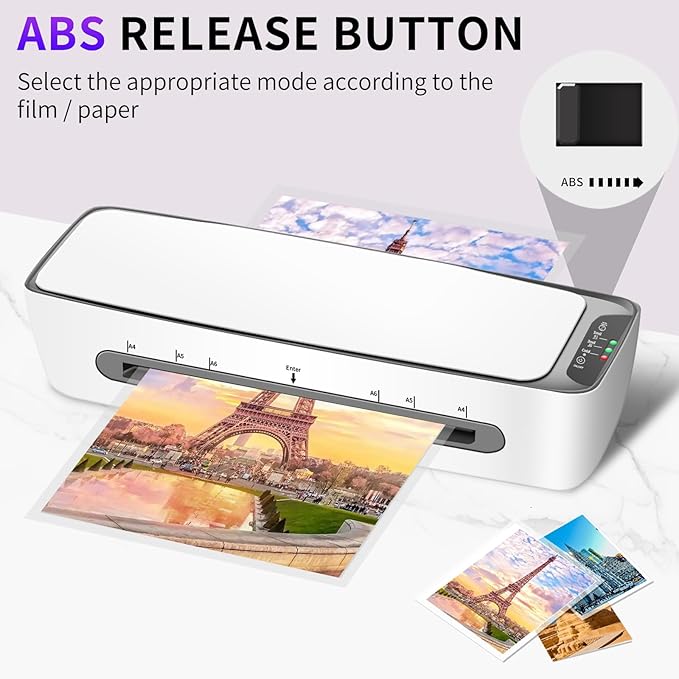 9 Inch Laminator Machine for Documents and Photos, 6 in1 A4 Thermal Laminator Machine with Never Jam Technology, 12 Laminating Sheets, 5 Mil Thick, Use for Home Office School