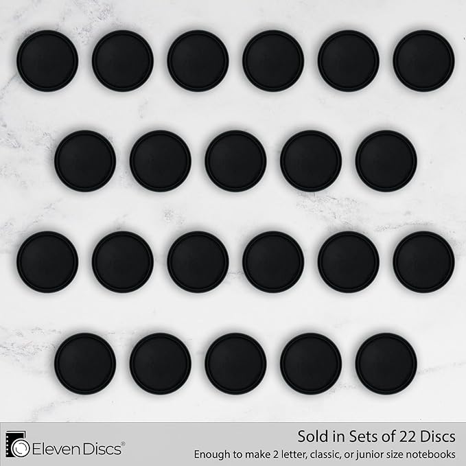 1-Inch Black Plastic Discbound Expansion Discs for Custom Notebook and Planner - Compatible with Circa, Arc, TUL (Set of 22)