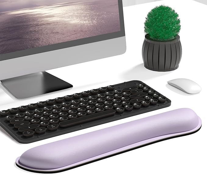 Dapesuom Enlarge Keyboard Wrist Rest, Cute Memory Foam Keyboard Wrist Cushion for Computer Desk Mats Support, Typing Pain Relief Ergonomic Mouse Pad Rests with Non-Slip Base for Gaming, Laptop, Purple