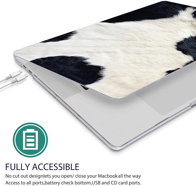 Compatible with MacBook Pro 13 Inch Case M2/M1 2025 2022-2017 A2338 A2289 A2251 A2159 A1989 A1706 A1708 Plastic Hard Shell Case&Keyboard Skin&Mac OS Keyboard Sticker (Cow Hair)