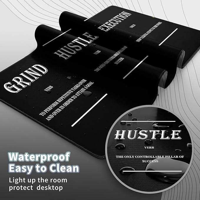 Gaming Mouse Pad, Inspirational Black Big Desk Pad for Keyboard and Mouse, 35.5" X 15.75" in Computer Keyboard Mouse Mat 3mm Thick XXL Rubber Mousepad for Laptop Gamer, Motivational Quotes