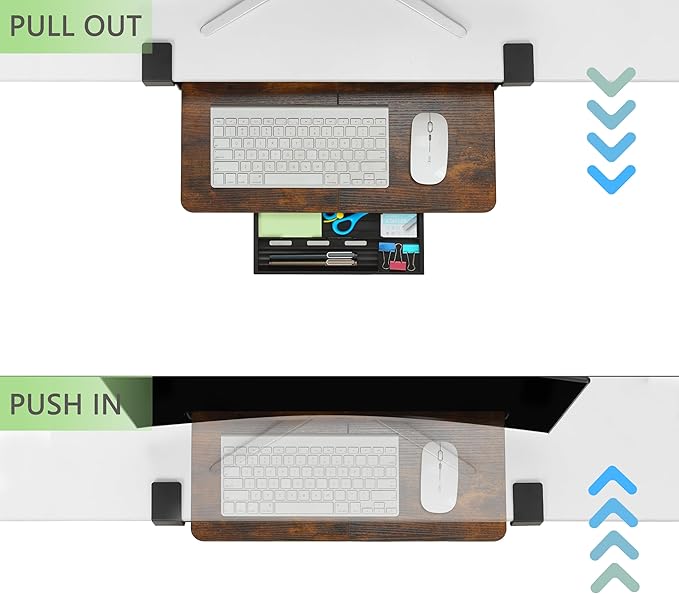 ETHU Keyboard Tray Under Desk, 19.7" X 11.81" Small Size Keyboard Drawer with C Clamp-on Mount Easy to Install, Computer Keyboard Stand Slide Pull Out, Ergonomic Keyboard Tray for Home, Office