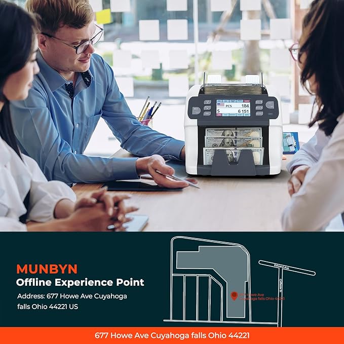 MUNBYN IMC41 Money Counter Machine Mixed Denomination, Value Counting, Multi Currency Mixed Bill Counter, CIS/UV/IR/MG/MT Detection, USD/Euro/CAD/MXN Cash Counter for Business, 2 Years Warranty