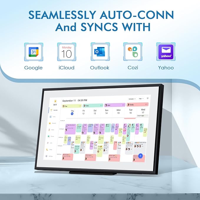 Calendar Digital 15.6 Inch Electronic Calendar&Chore Chart, 1920 * 1080P IPS Touchscreen Wall Smart Weekly and Monthly Planner For family Black Gift for mother mom women