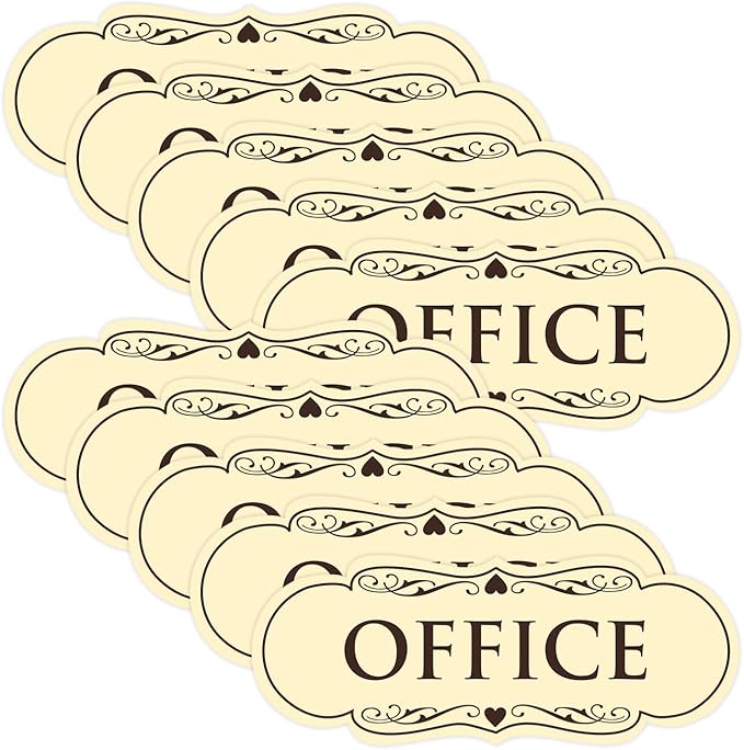 All Quality Designer Office Sign | Easy Installation - Ivory/Dark Brown - Medium (10 Pack)