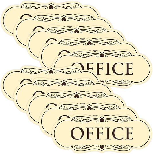 All Quality Designer Office Sign | Easy Installation - Ivory/Dark Brown - Medium (10 Pack)