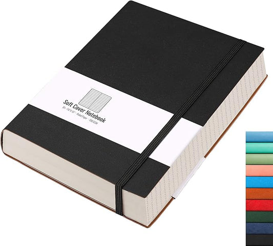 AHGXG 8.5''×11'' Notebook College Ruled - Large A4 Notebook Lined Journal - 320 Pages Thick Journal for Writing, 100gsm Thick Paper, Leather Softcover, for Work School - Black