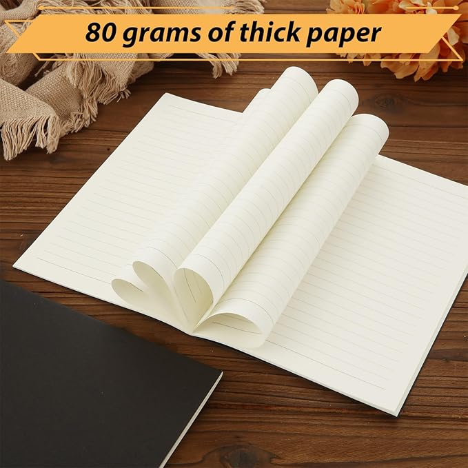 MIVIDE 50 Pack A5 Kraft Notebooks, Black Cover Journal Bulk Pack 8.3 x 5.5 inch Notebooks 60 Pages, Lined Travel Notebooks for Writing, Making Plans, School Office Supplies