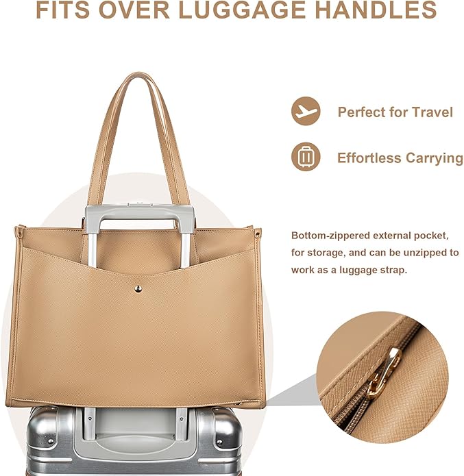 Laptop Tote Bag Women, Work Tote with Multi Pockets, Nurse Bag with Large Cup Holder, For Work, Travel, Daily Use