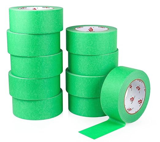 BOMEI PACK 10 Rolls Painters Tape 2 inch Wide, Painter's Tape Green Masking Tape 2 inch x 55 Yards for Walls Painting, Home Improvement and School Projects, Total 550 Yards