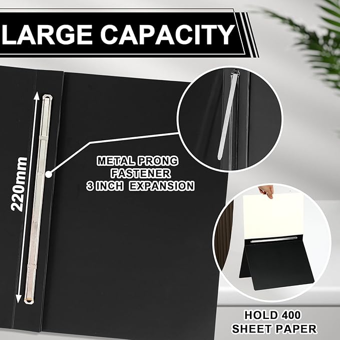 gisgfim 12 Pcs 8.5 X 11'' Pressboard Report Cover 3" Capacity Prong Clip Report Cover Metal Prong Fastener with Compressor Letter Size Presentation Report Folder for Bind Proposal Document