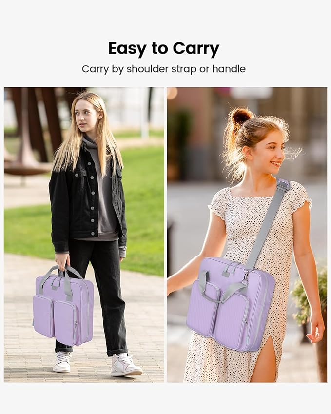 3 Inch 3 Ring Zipper Binder with Shoulder Strap & Handle & Multi-Pocket - 3" Binder with Zipper for School, Compatible with 13-Inch MacBook/Tablet -Patent Design Purple