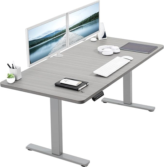 VIVO Electric 60 x 30 in Standing Desk, Memory Height Adjustment, 1B Series, Dark Gray Top Gray Frame, DESK-KIT-1G6G-30