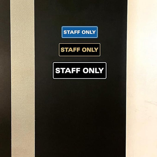 All Quality Standard Staff Only Wall or Door Sign | Easy Installation | Office Workplace Signs | Enhanced Security ‌ - Blue - Small (10 Pack)
