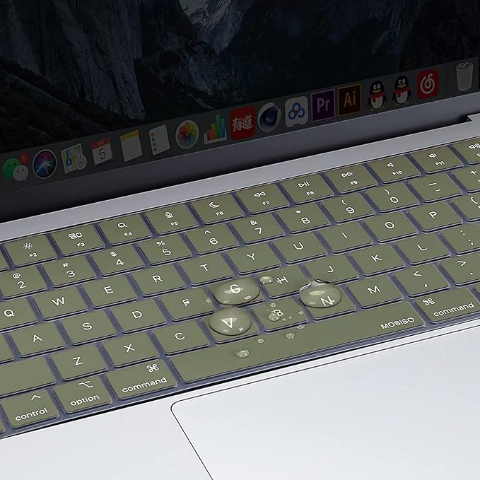 MOSISO Keyboard Cover Skin Compatible with MacBook Air 15 inch M3 A3114 M2 A2941/Air 13.6 A3113 A2681/Pro 14/16 M4 M3 M2 M1, Army Green