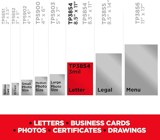 Scotch Thermal Laminating Pouches, for Use with Thermal Laminators, 8.9 x 11.4 Inches, Letter Size Sheets, 100-Pack