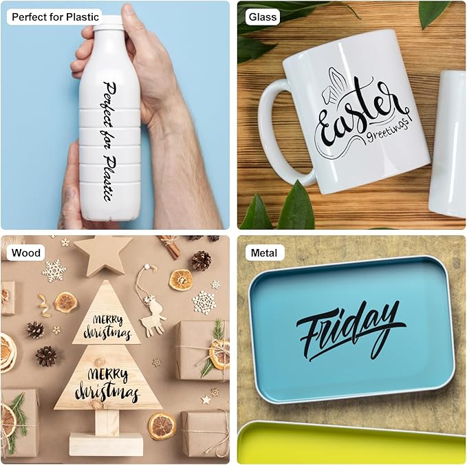 SFAIH Black Permanent Markers Bulk - 24 Pack, 1s Quick Dry, Non-Fading, Fine Point Permanent Pens for Plastic Glass Metal Wood Paper Stone, Office Classroom Kitchen, Doodling, Marking, Waterproof