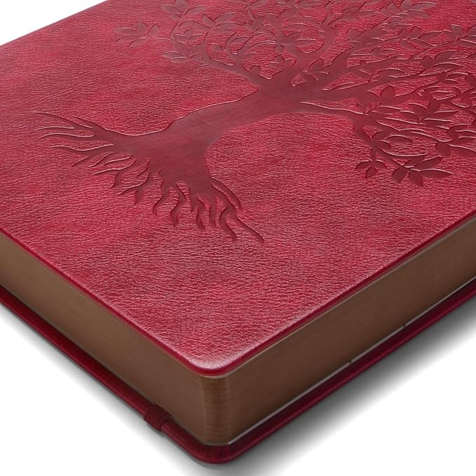 Thick Lined Journal Notebook with Pen, 360 Pages 100gsm Paper, Brown Sprayed Edge, Journal for Writing B5 Ruled Notebook ,Leather Hardcover,Perfect for Work, Office or School, 7.8'' x 10'' Wine Red