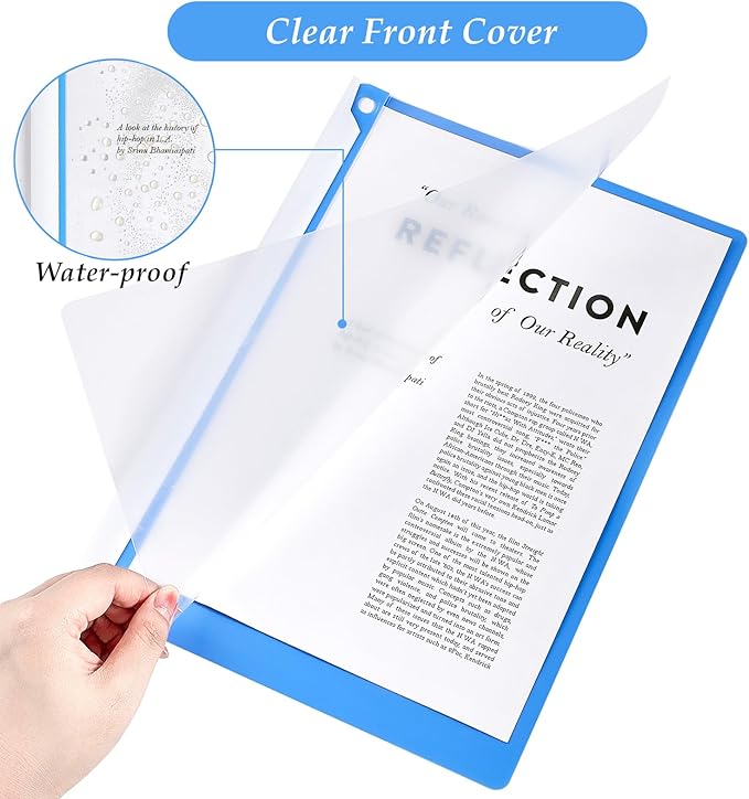 10PCS Clear Report Covers with Swing Clip, Professional Clear Front Presentation Folders Resume Folder, 30 Sheets Capacity A4 Size File Document Organizer, No Punch Needed