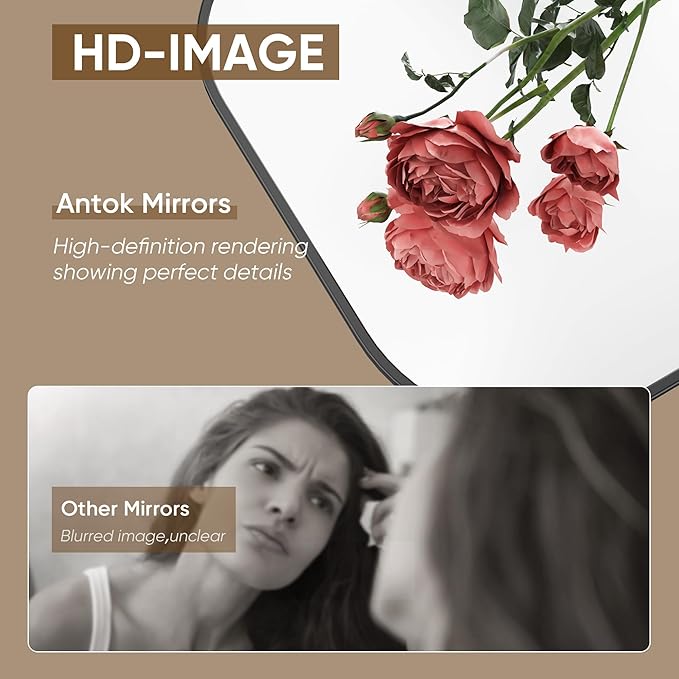 Antok Full Length Mirror, 78"x38" Floor Mirror Freestanding, Arched Floor Standing Large Full Body Mirror with Stand for Bedroom, Hanging Mounted for Living Room, Black