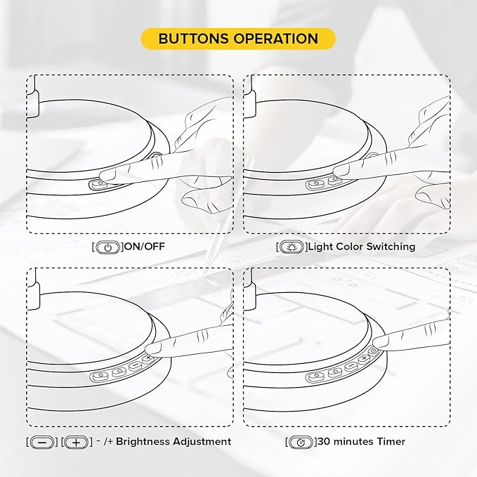 LED Desk Lamp for Office Home,Table lamp,Desk Lamp for College Dorm Room,4 Brightness Dimmable Table Lamp, Reading Light with a Timer Function(Black)