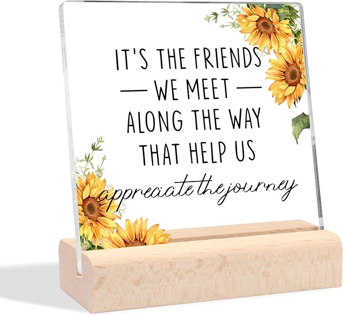 Friendship Gifts for Women, Bestie Gifts Best Friend Birthday Gifts Clear Desk Decorative Sign Farewell Going Away Gifts for Friends Women Graduation Gifts Congratulations Gift