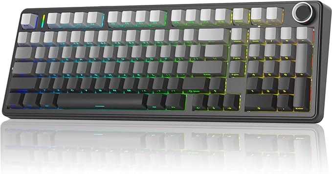 x Aula F99 Pro Wireless Mechanical Keyboard with Knob,Tri-Mode BT5.0/USB-C/2.4GHz Hot Swappable Keyboard,Pre-lubed Switches,Gasket Structure,RGB Backlit Computer Gaming Keyboards (Side Printed Black)