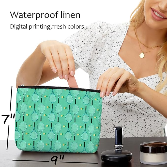Tennis Gifts, Inspirational Tennis Makeup Bag, Tennis Accessories Tennis Gift Cosmetic Bag Toiletry Bag, Tennis Player Graduation Birthday Gifts for Women Girls Tennis Lovers Sister Tennis Team