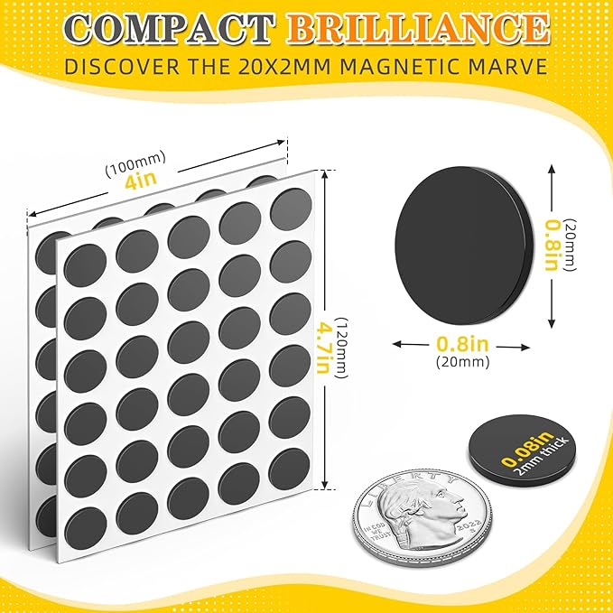 FINDMAG 240 Pcs Round Magnets with Adhesive Backing, Flexible Magnetic Tape Dots, Self Adhesive Magnet Strips for Crafts, Whiteboard, School, Home, Hanging & Organizing Light Objects