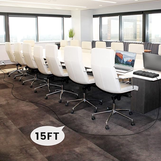 Power Strip Surge Protector, SUPERDANNY 15Ft Long Extension Cord with 6 USB Charging Ports and 22 AC Outlets, 1875W/15A, 2100 Joules, Flat Plug Power Outlet for Home, Office, Dorm, Gaming Room, Black