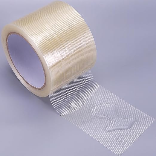 Strapping Tape 3 inch, Heavy Duty Shipping Packing Tape, Clear Filaments Run Lengthwise, Waterproof, Fiberglass Reinforced Packing Tape