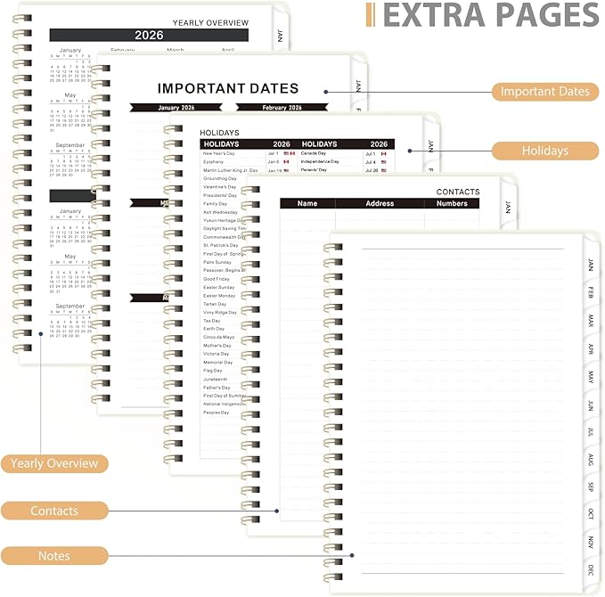 2026 Planner, Weekly and Monthly Calendar Planning Agenda, Jan 2026 - Dec 2026, Academic Planner Book, Desk Accessories and Office Supplies for women & men - A5 (6.3'' x 8.5'')