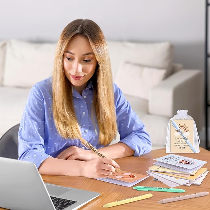 24 Set/48 Pcs Positive Affirmation Gift Set Gratitude Notebooks with Pens Small Bags Motivational Encouragement Notepads Daily Affirmations Journal for Women Stress Relief Self Care (Cute)