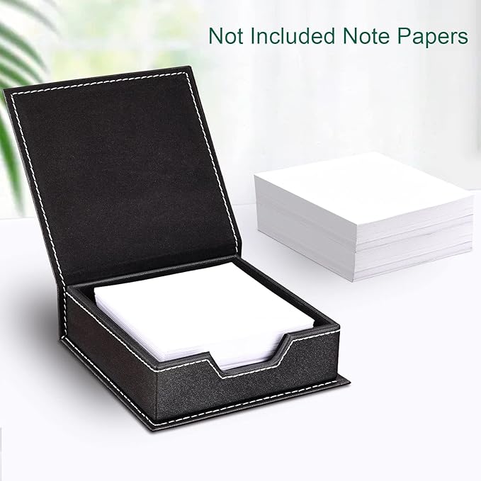 KINGFOM T31-6PCS/SET Office Desktop Decor Organizer Supplies Set PU Leather Remote Control Collection Holder, Pencil Box, Business Card Holder, Mouse Pad, Sticky Notes Paper and Dispenser