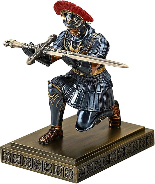 Roman Legion Soldier Knight Pen Holder Pen Stand Desk Organizers and Accessories for Office and Home(Blue)