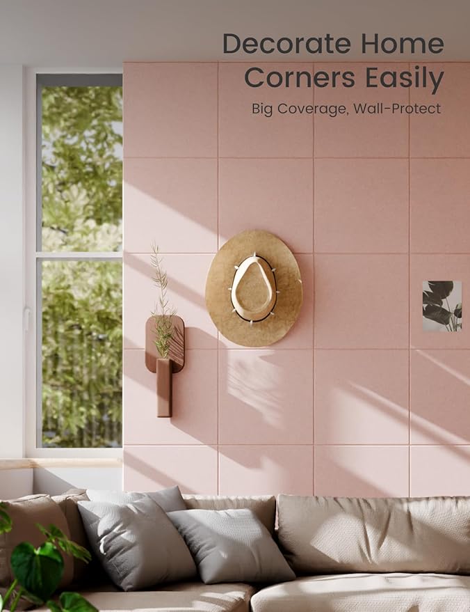 Large Felt Bulletin Board 36" x 24" Cork Board Alternative-6 Pack with 40 Safe Removable Adhesive Tabs, Cork Boards for Walls Cork Board for Home Office Classroom Pin Board - Coral