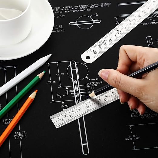 Stainless 2 Pack Steel Ruler 6 Inch Metal Rule Kit with Conversion TableC