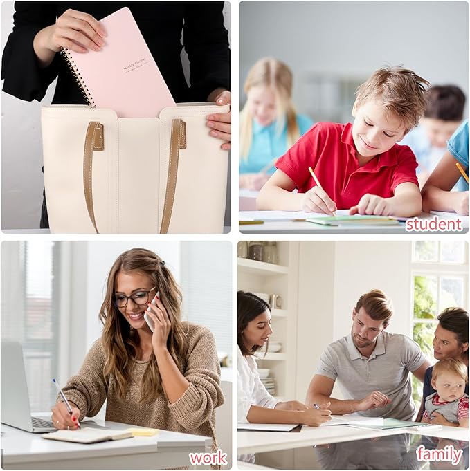 Undated Weekly Planner with Habit Tracker, 52 Weeks To Do List Notebook A5 Weekly Goal Planner with Spiral Binding & Stickers Home Work School Supplies for Women Girls 8.2" x 5.7" - Pink