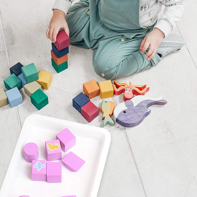 Plastic Art Trays - 5 Piece Stackable Activity & Craft Organizer, Serving & Jewelry Tray for DIY Projects, Painting, Beads (11 x 8.3 x 1.2 inch)